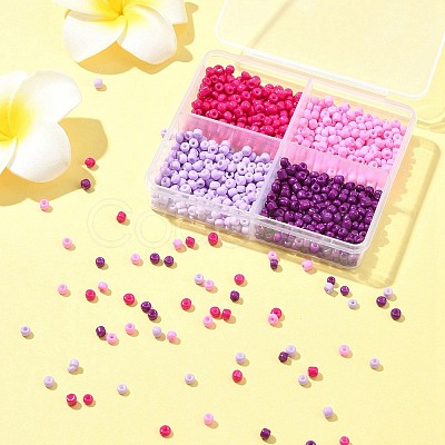 800pcs 4 Colors Baking Paint Glass Round Seed Beads SEED-FS0001-21A-1