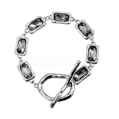 Alloy & Glass Link Chain Bracelets for Women WG26488-03-1