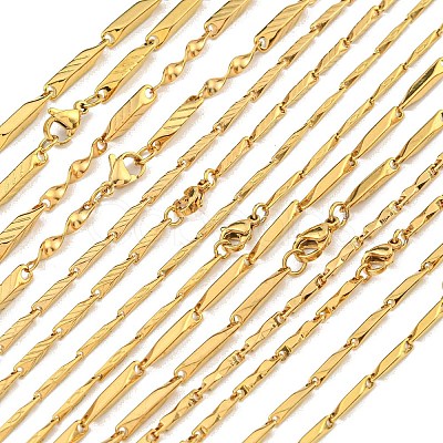 Ion Plating(IP) Golden 201 Stainless Steel Bar Link Necklaces NJEW-K270-10-1