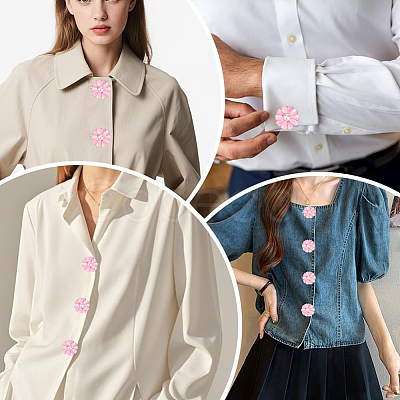 6Pcs Flower Alloy Plastic Cufflinks FIND-CY0001-64-1