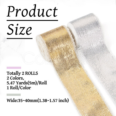 2 Rolls 2 Styles Hot Stamping Velvet Frayed Ribbon OCOR-TA0002-06-1