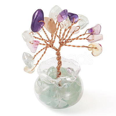1Pc Natural Fluorite Chips Tree Decorations DJEW-TA0001-15F-1