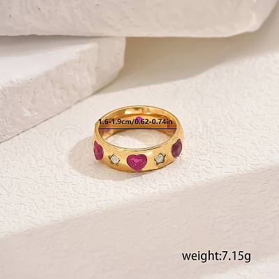 Heart Brass Micro Pave Cubic Zirconia Finger Rings for Women MC1356-2-1