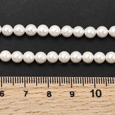 Electroplated Shell Pearl Beads Strands BSHE-K017-5mm-1
