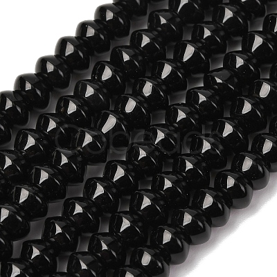Natural Black Onyx Beads Strands G-P161-20-6x4mm-1
