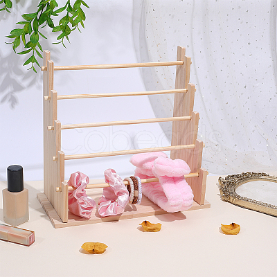 5-Tier Wooden Round Bar Bracelet Organizer Display Riser Stands DJEW-WH0028-064A-1
