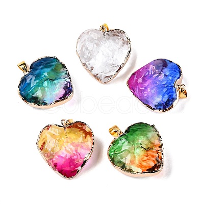 Light Gold Brass Glass Pendants GLAA-N001-24-1