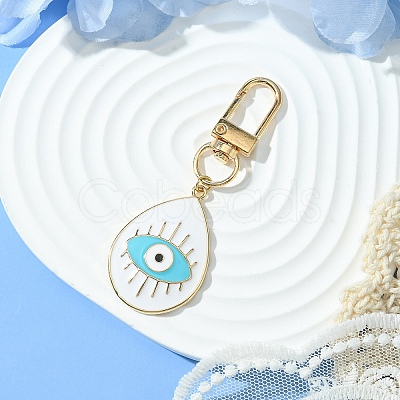 Teardrop with Evil Eye Alloy Enamel Pendant Decorations HJEW-YW00017-02-1