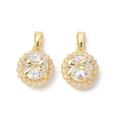 Brass Micro Pave Clear Cubic Zirconia Charms KK-K360-15G-1