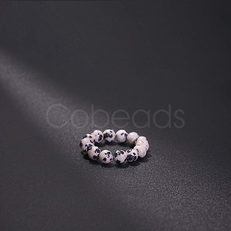 Natural Dalmatian Jasper Stretchy Finger Rings FS-WG01730-27-1