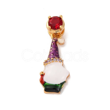 Christmas Theme Brass Micro Pave Cubic Zirconia Pendants KK-C076-27G-01-1