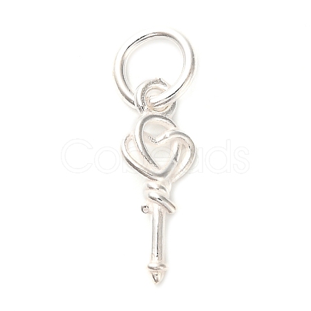 S925 Sterling Silver Heart Key Charms STER-K183-02A-S-1