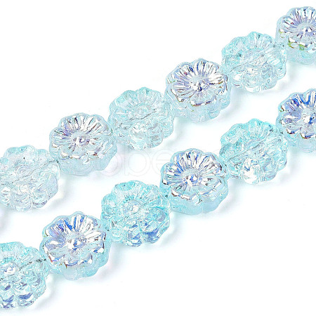 Electroplate Transparent Glass Beads Strands EGLA-N055-01A-1