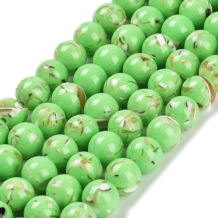 Assembled Synthetic Stone and Trochus Shell Beads Strands G-B128-08C-07-1
