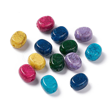 Crackle Opaque Acrylic Beads OACR-C006-19-1