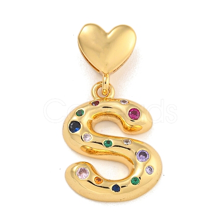 Brass Micro Pave Colorful Cubic Zirconia Pendants KK-P281-01G-S-1