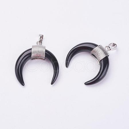NaturalBlack Agate Pendants G-L466-B10-1