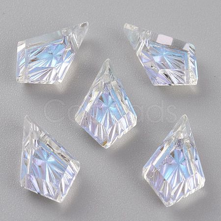 Embossed Glass Rhinestone Pendants GLAA-J101-01A-001SI-1