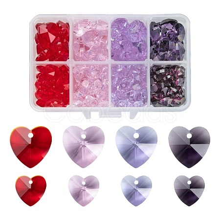 240Pcs 8 Style Romantic Valentines Ideas Glass Charms GLAA-LS0001-06-1