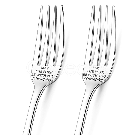 Word Pattern Stainless Steel Fork AJEW-WH0191-007-1