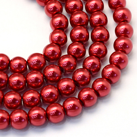 Baking Painted Pearlized Glass Pearl Round Bead Strands HY-Q003-6mm-51-1