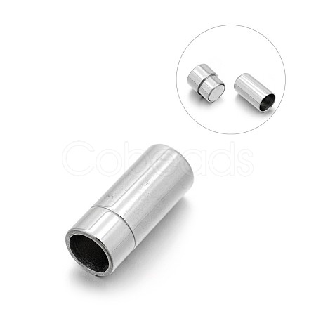 Tarnish Resistant Smooth 304 Stainless Steel Column Magnetic Clasps with Glue-in Ends STAS-E089-12D-1