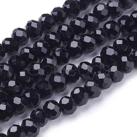 Faceted(32 Facets) Round Glass Beads Strands X-EGLA-J042-4mm-08-1