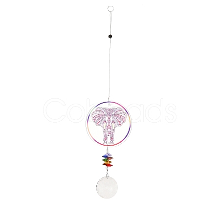Glass Round Window Hanging Suncatchers DJEW-PW0010-04A-1
