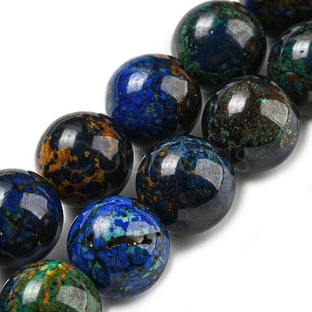 Natural Azurite Beads Strands G-P503-10MM-09-1