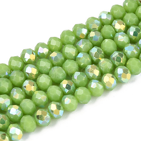 AB Color Plated Opaque Glass Rondelle Beads Strands EGLA-T029-4mm-09K-1