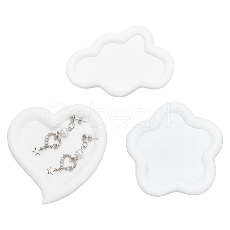 3Pcs 3 Style Resin Jewelry Storage Plate AJEW-FG0002-42-1