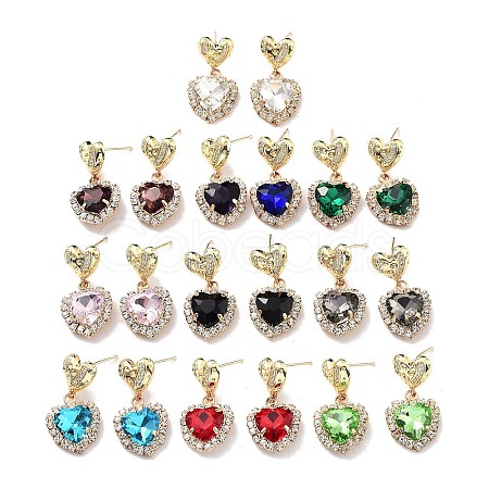 Heart Light Gold Brass Micro Pave Cubic Zirconia Stud Earrings EJEW-Q800-50KCG-1