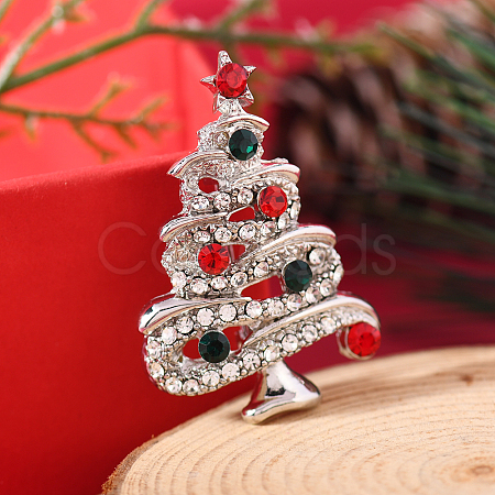 Christmas Theme Zinc Alloy Rhinestone Brooches for Backpack Clothes LK8386-17-1