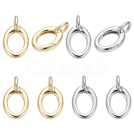 8Pcs 2 Colors Brass Spring Gate Rings KK-BC0015-06-1