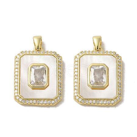 Brass Micro Pave Clear Cubic Zirconia Pendants KK-I708-02D-G-1
