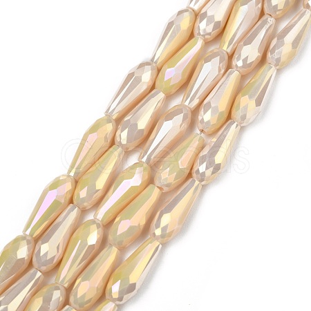 Electroplated Opaque Glass Beads Strands X-EGLA-L015-FR-B25-01-1
