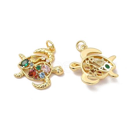 Rack Plating Eco-Friendly Brass Micro Pave Cubic Zirconia Pendants X-KK-A177-13G-1