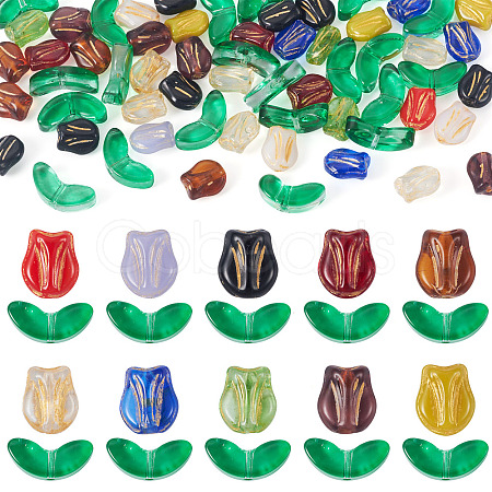 100Pcs 2 Styles Transparent Glass Beads GLAA-TA0003-93-1