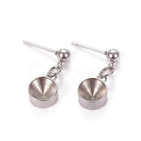 Non-Tarnish 201 Stainless Steel Stud Earring Settings STAS-L226-018E-P-1