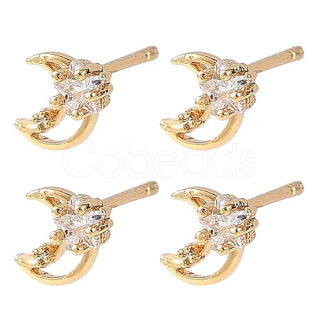 SHEGRACE Brass Micro Pave Cubic Zirconia Stud Earrings XGRQ4N531-709G-1