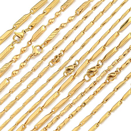 Ion Plating(IP) Golden 201 Stainless Steel Bar Link Necklaces NJEW-K270-10-1
