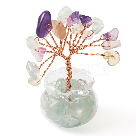 1Pc Natural Fluorite Chips Tree Decorations DJEW-TA0001-15F-1