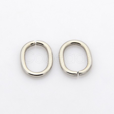 Tarnish Resistant Oval 201 Stainless Steel Saw Cut Open Jump Rings STAS-N040-01-1