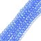 Electroplate Glass Beads Strands, Half Rainbow Plated, Faceted, Rondelle, Cornflower Blue, 4x3mm, Hole: 0.4mm, about 123~127pcs/strand, 16.5~16.9 inch(42~43cm)