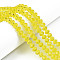 Glass Beads Strands, Faceted, Rondelle, Yellow, 8x6mm, Hole: 1mm, about 63~65pcs/strand, 39~40cm