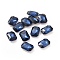 Glass Rhinestone Cabochons, Pointed Back & Silver Back Plated, Rectangle, Dark Indigo, 14x10x5mm