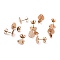 Ion Plating(IP) 304 Stainless Steel Stud Earring Findings, with Ear Nuts, Textured Heart, Rose Gold, 8x9mm, Hole: 1.4mm, Pin: 0.7mm