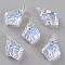 Embossed Glass Rhinestone Pendants, Faceted, Kite, Crystal Shimmer, 13x8x4mm, Hole: 1.2mm