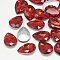 Pointed Back Glass Rhinestone Cabochons, Back Plated, Faceted, teardrop, Light Siam, 10x7x4mm