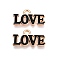 Valentine's Day Theme Alloy Enamel Pendants, Lead Free & Cadmium Free, Golden, Word Love Charm, Black, 9.5x17.5x1mm, Hole: 1.8mm